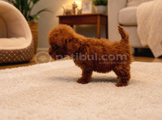 Koyu Red Brown Toy Poodle Yavruları Orjinal Karma Aşılı görsel
